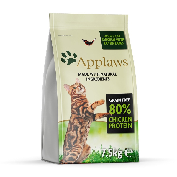 Applaws Cat | sucha karma dla kota z wysoką zawartością mięsa | kurczak i jagnięcina | 7,5kg, DLZAPWKSK0001