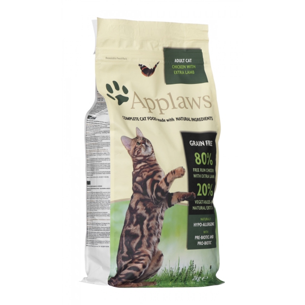 Applaws Cat | sucha karma dla kota z wysoką zawartością mięsa | kurczak i jagnięcina | 2kg, DLZAPWKSK0006