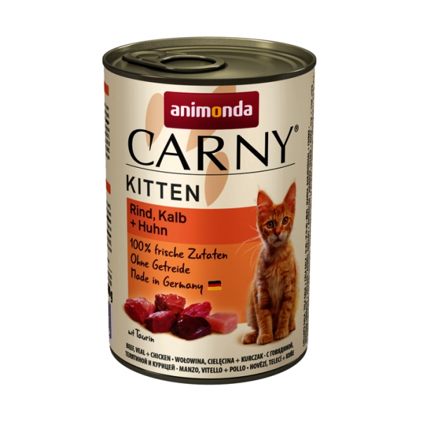 Animonda Carny Kitten smak: wołowina, cielęcina i kurczak 400g, DLZANMKMK0125