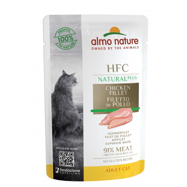 Almo Nature HFC Natural Plus Cat z filetem z kurczaka 55g, DLZATUKMK0040