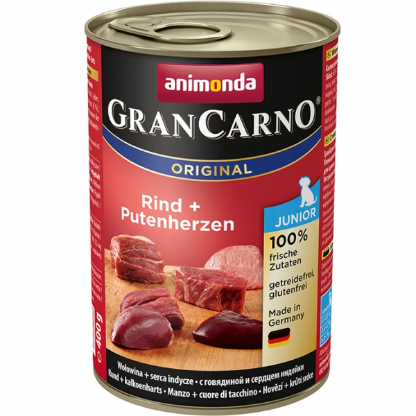 Animonda Grancarno Junior puszka wołowina i serca indyka 400g, DLZANMKMP0001