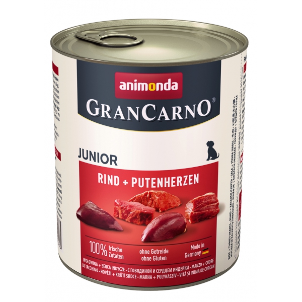 Animonda Grancarno Junior wołowina, serca indyka puszka 800g, DLZANMKMP0008
