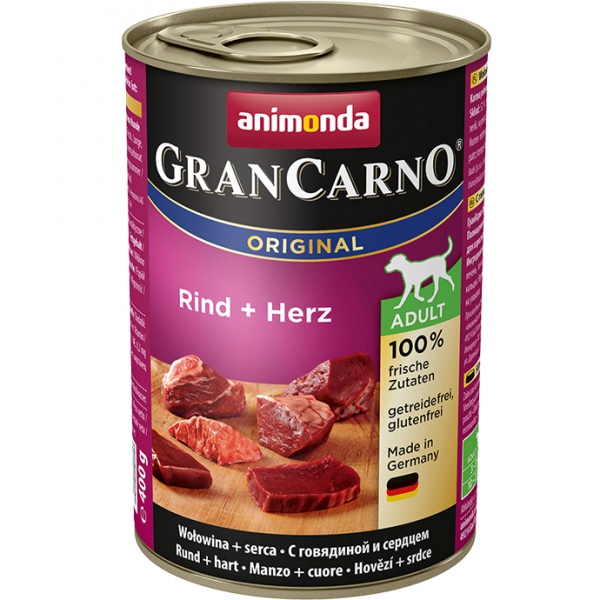 Animonda Grancarno Adult wołowina, serca puszka 400g, DLZANMKMP0036