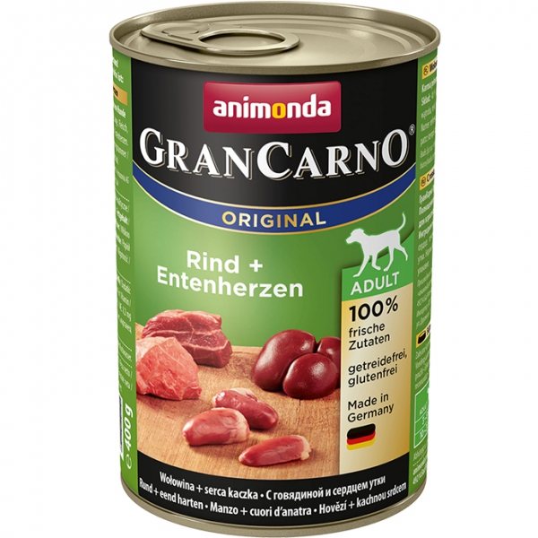 Animonda Grancarno Adult | wołowina, kacze serca | puszka | 400g, DLZANMKMP0047