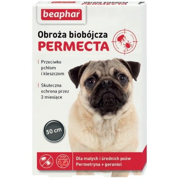 Beaphar obroża biobójcza na pchły i kleszcze mały średni pies dług.50cm, DLZBEPSMY0005