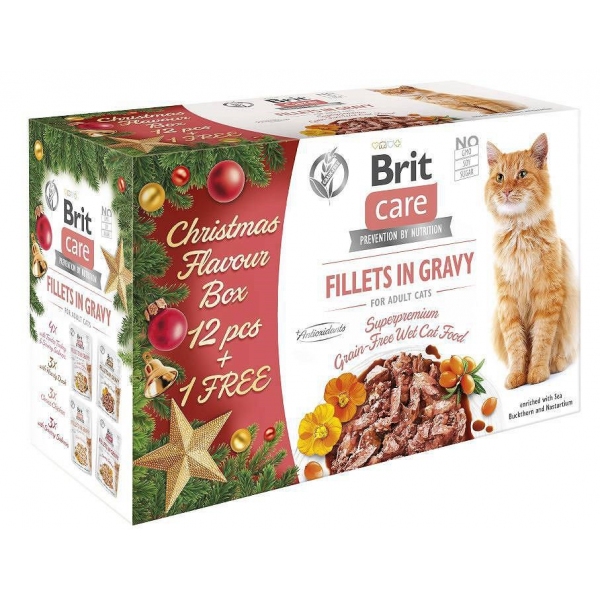 Brit Care Cat | Gravy Fillets Christmas Multipack 12x85g + 1szt gratis, DLKRITKAM0001