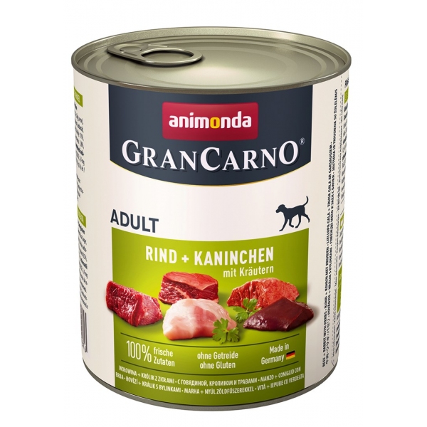 ANIMONDA Grancarno Adult smak: wołowina, królik i zioła 800g, DLZANMKMP0049