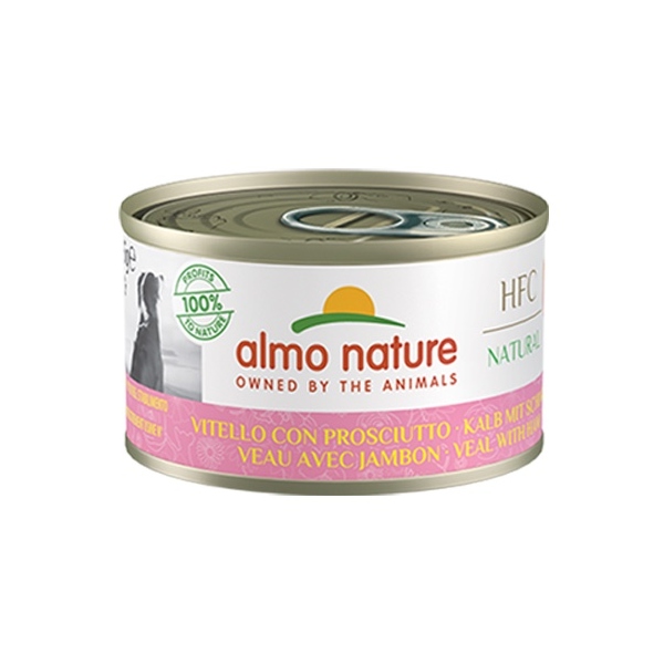 Almo Nature HFC Natural Dog z cielęciną i szynką 95g, DLZATUKMP0050
