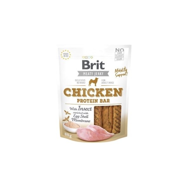 Brit  Jerky Chicken Protein Bar with instect - Kurczak - przysmak dla psa - 80g, DLZRITKSP0017