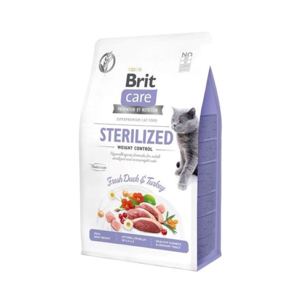 Brit Care Cat STERILIZED Grain-Free Weight Control Duck & Turkey 2kg, DLKRITKAS0032