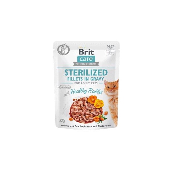 Brit Care Cat | Fillets in Gravy with Healthy Rabbit STERILIZED 85g, DLZRITKMK0024