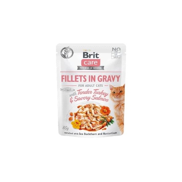 Brit Care Cat | Fillets in Gravy with Turkey & Salmon 85g, DLZRITKMK0025