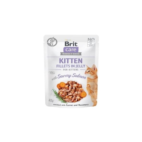 Brit Care Cat | Fillets in Jelly with Savory Salmon KITTEN 85g, DLZRITKMK0028