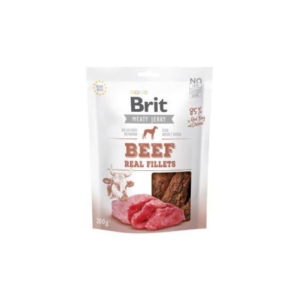 Brit  Jerky Beef Real Fillets - Wołowina - przysmak dla psa - 200g, DLZRITKSP0011