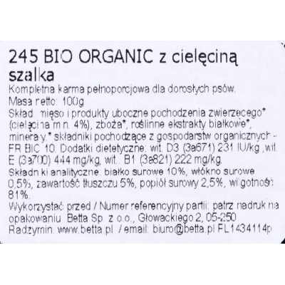 Almo Nature BioOrganic Maintenance z cielęciną 100g, DLZATUKMP0004