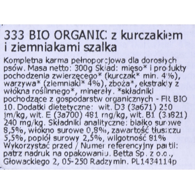 Almo Nature BIO ORGANIC MAINTENANCE Adult | z kurczakiem i ziemniakami | 300g, DLZATUKMP0029