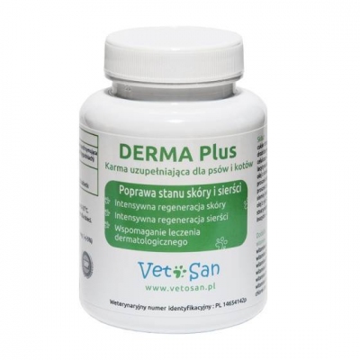 VETOSAN DERMA Plus - kompleks witamin na zdrową skórę i sierść dla psa i kota - 60 tabletek, DLZVTSHIP0002