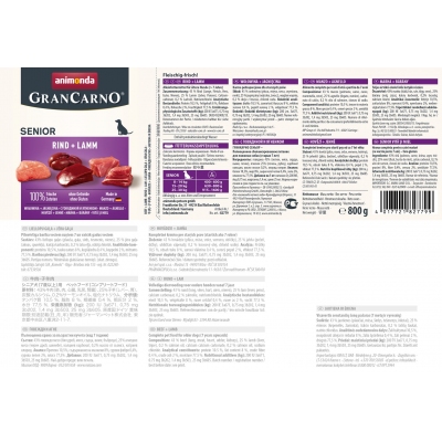 ANIMONDA GranCarno Senior smak: wołowina i jagnięcina - puszka 800g, DLZANMKMP0068