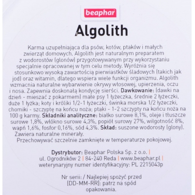 Beaphar Algolith witaminy mączka z alg morskich dla zwierząt 500g, DLZBEPHIP0085